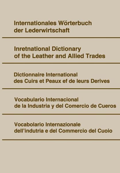 Produktbild: Internationales W&ouml;rterbuch der Lederwirtschaft.