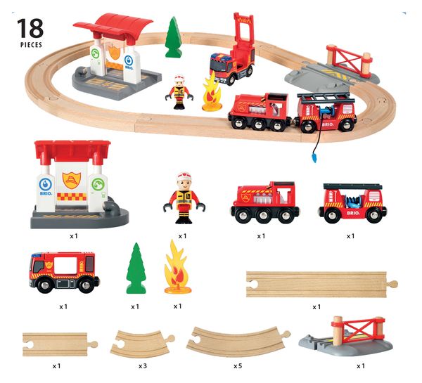 Produktbild: BRIO World - Bahn Feuerwehr Set