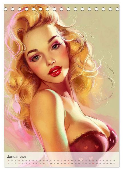 Produktbild: Retro PinUp Girls (Tischkalender 2026 DIN A5 hoch), CALVENDO Monatskalender
