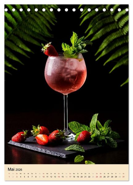 Produktbild: Cocktails mit Blumen und Pflanzen (Tischkalender 2026 DIN A5 hoch), CALVENDO Monatskalender