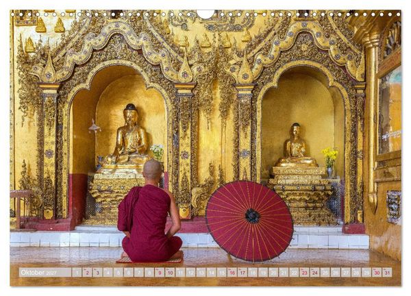 Produktbild: IM REICH DES BUDDHA - DER ROTE SCHIRM (Wandkalender 2027 DIN A3 quer), CALVENDO Monatskalender