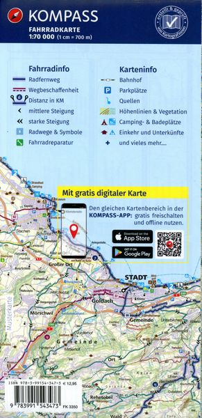 Produktbild: KOMPASS Fahrradkarte 3350 F&uuml;ssen, Garmisch-Partenkirchen, Ammergau, Wettersteingebirge 1:70.000