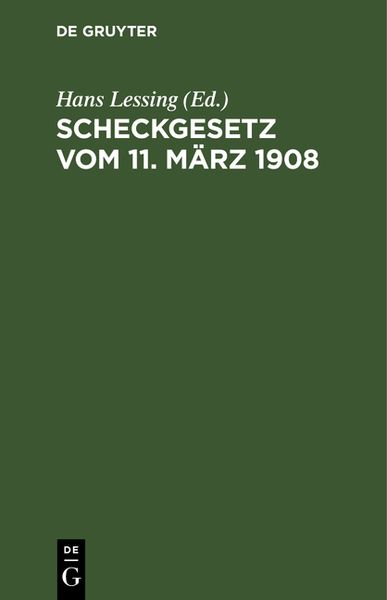 Produktbild: Scheckgesetz vom 11. M&auml;rz 1908