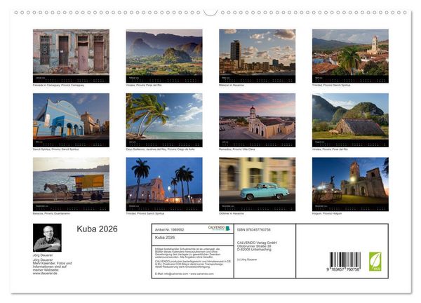 Produktbild: Kuba 2026 (hochwertiger Premium Wandkalender 2026 DIN A2 quer), Kunstdruck in Hochglanz