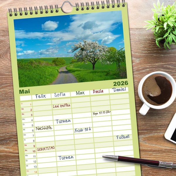 Produktbild: Familienplaner 2026 - Traumhafte Wege durch die Eifel mit 5 Spalten (Wandkalender, 21 x 45 cm) CALVENDO