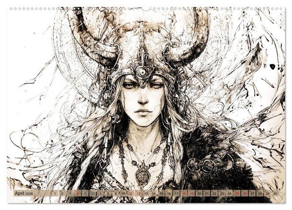 Produktbild: G&ouml;tter der Wikinger - Skizzen zur Welt der Nordischen Mythologie (hochwertiger Premium Wandkalender 2026 DIN A2 quer), Kunstdruck in Hochglanz