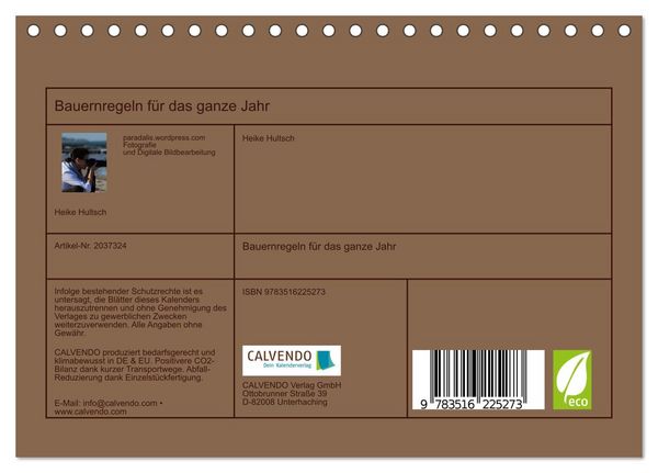 Produktbild: Bauernregeln f&uuml;r das ganze Jahr (Tischkalender 2026 DIN A5 quer), CALVENDO Monatskalender
