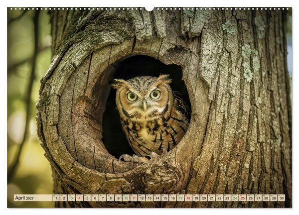 Produktbild: Eulen - furchtlos und elegant (Wandkalender 2027 DIN A2 quer), CALVENDO Monatskalender