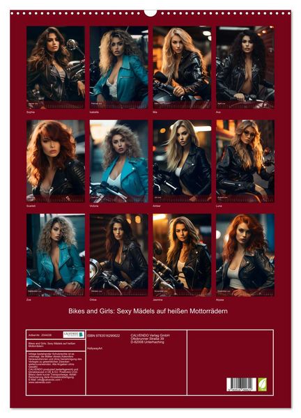 Produktbild: Bikes and Girls: Sexy M&auml;dels auf hei&szlig;en Mottorr&auml;dern (Wandkalender 2026 DIN A2 hoch), CALVENDO Monatskalender