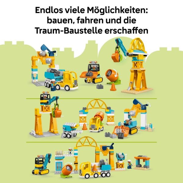Produktbild: LEGO DUPLO Town 10476 Baustelle mit Baufahrzeugen &ndash; 3-in-1-Set, Spielset