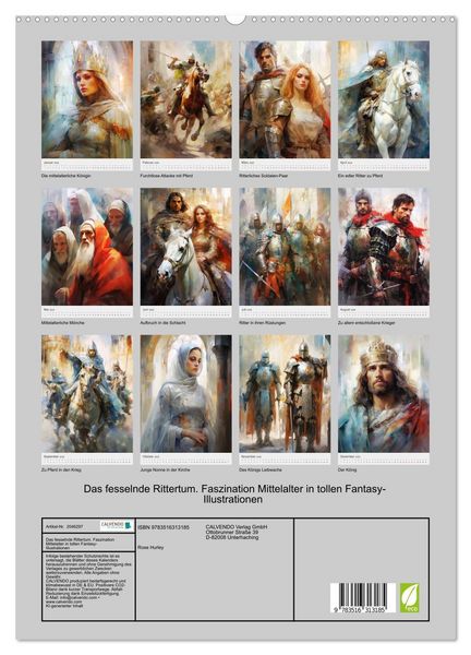 Produktbild: Das fesselnde Rittertum. Faszination Mittelalter in tollen Fantasy-Illustrationen (hochwertiger Premium Wandkalender 2026 DIN A2 hoch), Kunstdruck in Hochglanz