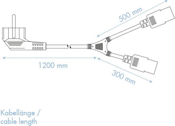 Produktbild: LogiLink Strom Anschlusskabel [1x Schutzkontakt-Winkelstecker - 2x Kaltger&auml;te-Stecker C13] 1.70 m Schwarz