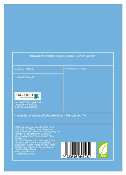 Produktbild: Norwegische indigene Folklorekleidung - Mensch und Tier (Tischkalender 2026 DIN A5 hoch), CALVENDO Monatskalender