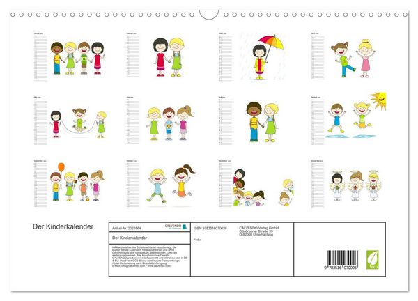 Produktbild: Der Kinderkalender (Wandkalender 2026 DIN A3 quer), CALVENDO Monatskalender