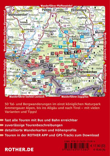 Produktbild: ROTHER Wanderf&uuml;hrer Ammergauer Alpen. 50 Touren von Oberammergau bis F&uuml;ssen, Garmisch-Partenkirchen und zum Plansee