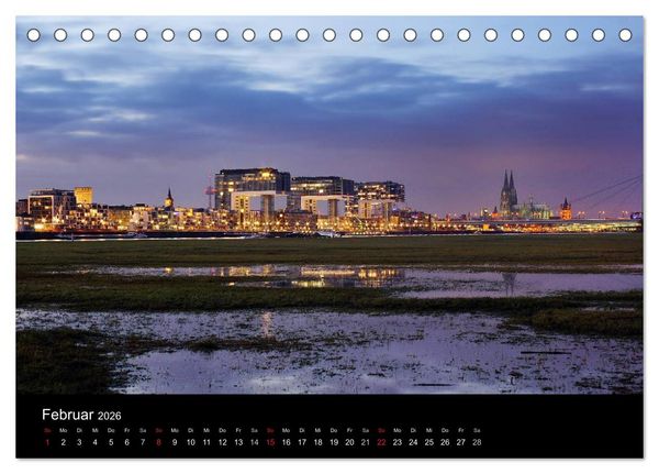 Produktbild: k&ouml;ln dunkel bunt - Die Stadt in anderem Licht! (Tischkalender 2026 DIN A5 quer), CALVENDO Monatskalender