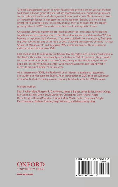 Produktbild: Critical Management Studies