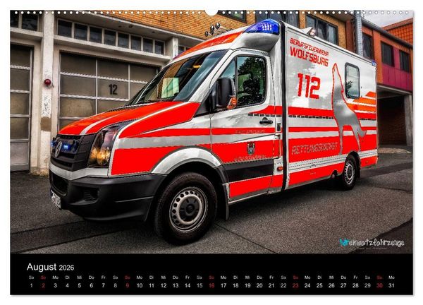 Produktbild: Einsatzfahrzeuge der Feuerwehr (Wandkalender 2026 DIN A2 quer), CALVENDO Monatskalender