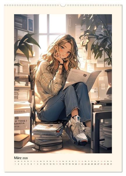 Produktbild: Manga Girls - ein gl&uuml;ckliches Jahr (hochwertiger Premium Wandkalender 2026 DIN A2 hoch), Kunstdruck in Hochglanz