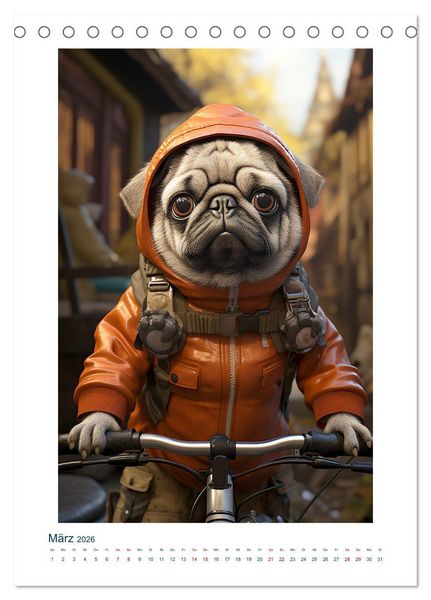 Produktbild: Der kleine Mops (Tischkalender 2026 DIN A5 hoch), CALVENDO Monatskalender