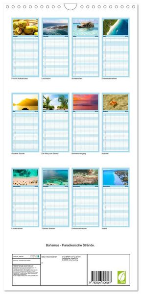 Produktbild: Familienplaner 2026 - Bahamas - Paradiesische Str&auml;nde. mit 5 Spalten (Wandkalender, 21 x 45 cm) CALVENDO