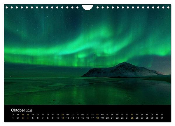 Produktbild: Magische N&auml;chte - POLARLICHT (Wandkalender 2026 DIN A4 quer), CALVENDO Monatskalender