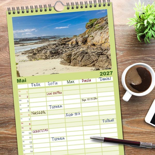 Produktbild: Familienplaner 2027 - Smaragdk&uuml;ste C&ocirc;te d'&Eacute;meraude. Der malerische Norden der Bretagne mit 5 Spalten (Wandkalender, 21 x 45 cm) CALVENDO