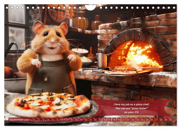 Produktbild: Funny charming animals as pizza chef (Wall Calendar 2026 DIN A4 landscape), CALVENDO 12 Month Wall Calendar