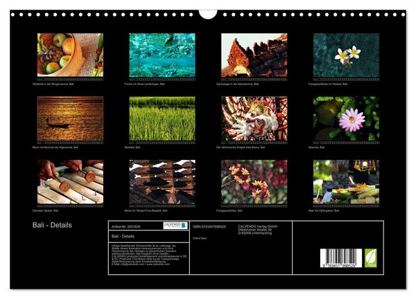 Produktbild: Bali - Details (Wandkalender 2026 DIN A3 quer), CALVENDO Monatskalender