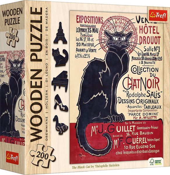 Holz Puzzle 200 - Der schwarze Kater / Théophile Alexandre Steinlen