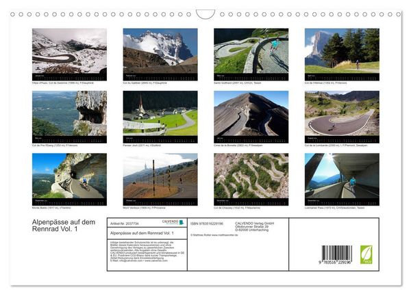 Produktbild: Alpenp&auml;sse auf dem Rennrad Vol. 1 (Wandkalender 2026 DIN A3 quer), CALVENDO Monatskalender