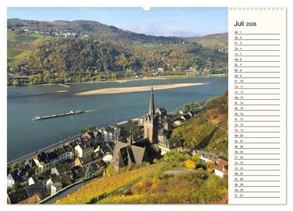 Produktbild: Der Rhein. Oberes Mittelrheintal von Bingen bis Koblenz (hochwertiger Premium Wandkalender 2026 DIN A2 quer), Kunstdruck in Hochglanz
