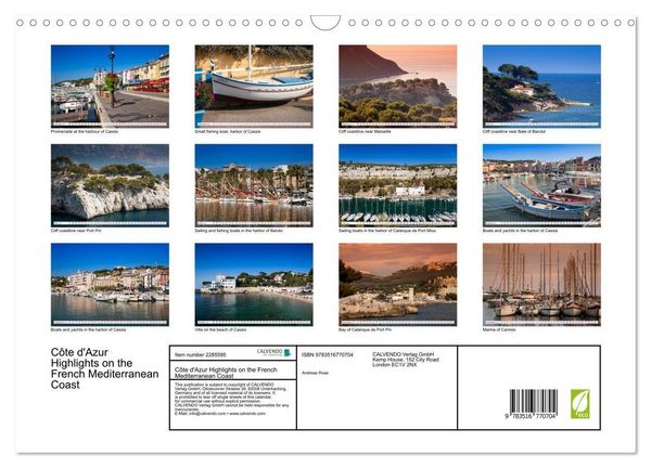 Produktbild: C&ocirc;te d'Azur Highlights on the French Mediterranean Coast (Wall Calendar 2027 DIN A3 landscape), CALVENDO 12 Month Wall Calendar