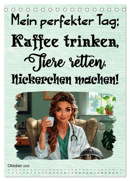 Produktbild: Tierarztspr&uuml;che (Tischkalender 2026 DIN A5 hoch), CALVENDO Monatskalender