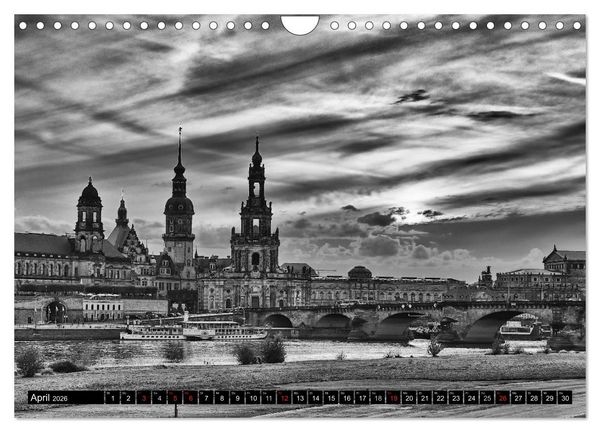 Produktbild: Dresden Faszination Schwarz Weiss (Wandkalender 2026 DIN A4 quer), CALVENDO Monatskalender