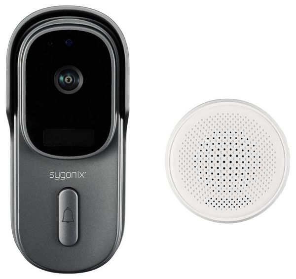 Produktbild: Sygonix IP-Video-T&uuml;rsprechanlage WLAN, Funk Grau, Wei&szlig;