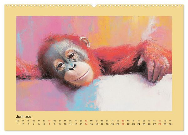Produktbild: Majest&auml;tische Menschenaffen. Faszinierende Wesen in kunstvoller &Ouml;loptik (Wandkalender 2026 DIN A2 quer), CALVENDO Monatskalender