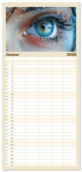 Produktbild: Familienplaner 2026 - Iris Kunstkalender - Die faszinierende Welt der magischen Augen mit 5 Spalten (Wandkalender, 21 x 45 cm) CALVENDO