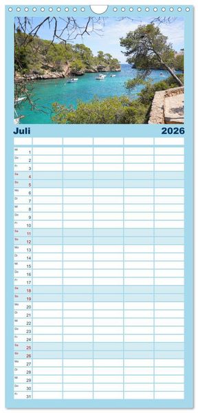 Produktbild: Familienplaner 2026 - Cala Figuera - Mallorcas Traumbucht mit 5 Spalten (Wandkalender, 21 x 45 cm) CALVENDO