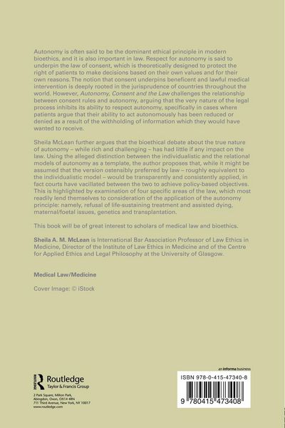 Produktbild: Autonomy, Consent and the Law