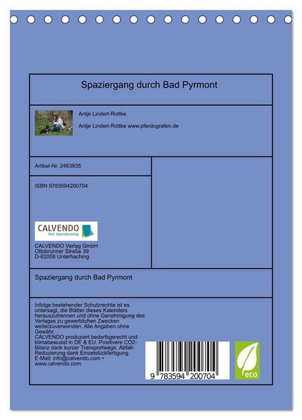 Produktbild: Spaziergang durch Bad Pyrmont (Tischkalender 2027 DIN A5 hoch), CALVENDO Monatskalender