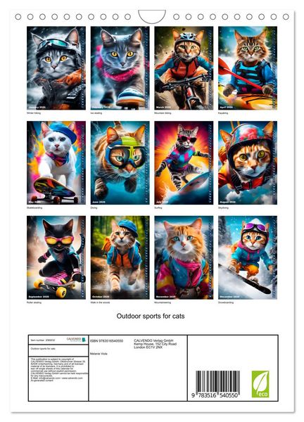 Produktbild: Outdoor sports for cats (Wall Calendar 2026 DIN A4 portrait), CALVENDO 12 Month Wall Calendar