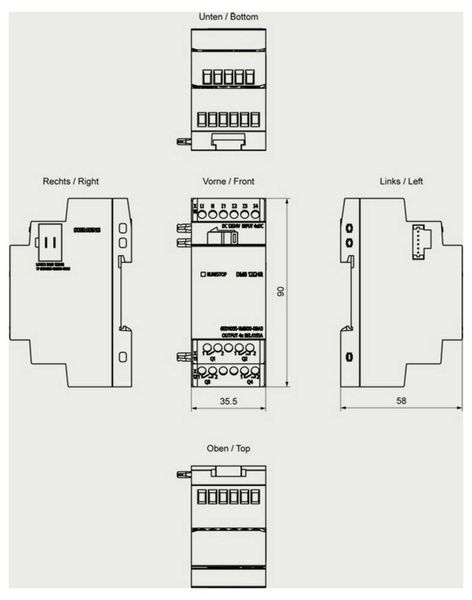 Produktbild: Siemens 6ED1055-1MB00-0BA3 SPS-Erweiterungsmodul 24 V/DC, 12 V/DC