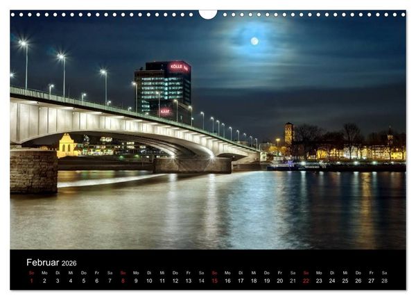 Produktbild: K&ouml;ln bei Nacht - dunkelbunte Stadt (Wandkalender 2026 DIN A3 quer), CALVENDO Monatskalender