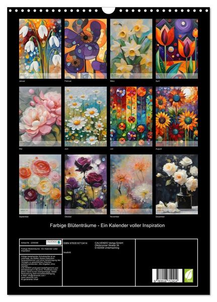 Produktbild: Farbige Bl&uuml;tentr&auml;ume - Ein Kalender voller Inspiration (Wandkalender 2026 DIN A3 hoch), CALVENDO Monatskalender