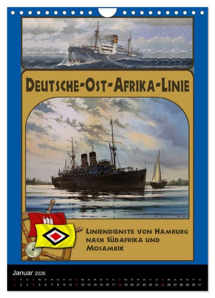 Produktbild: Deutsche Handelsschiffe vor 1945 (Wandkalender 2026 DIN A4 hoch), CALVENDO Monatskalender