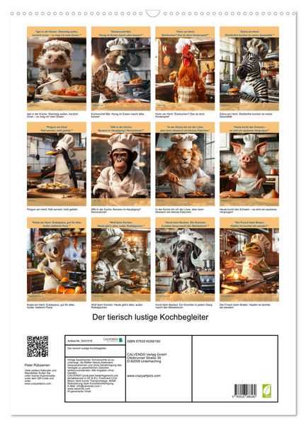 Produktbild: Der tierisch lustige Kochbegleiter (Wandkalender 2026 DIN A2 hoch), CALVENDO Monatskalender