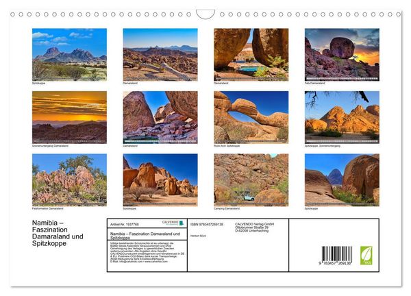 Produktbild: Namibia &ndash; Faszination Damaraland und Spitzkoppe (Wandkalender 2026 DIN A3 quer), CALVENDO Monatskalender