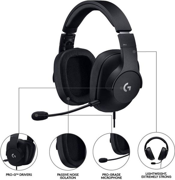 Produktbild: Logitech Gaming G Pro X Gaming Over Ear Headset kabelgebunden 7.1 Surround Schwarz Mikrofon-Rauschunterdrückung, Noise Cancelling Lautstärkeregelun