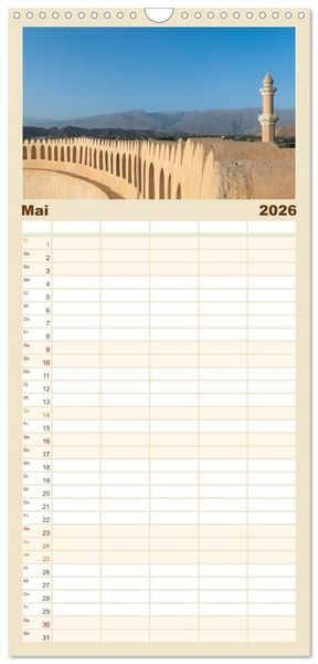 Produktbild: Familienplaner 2026 - Faszinierender Oman mit 5 Spalten (Wandkalender, 21 x 45 cm) CALVENDO